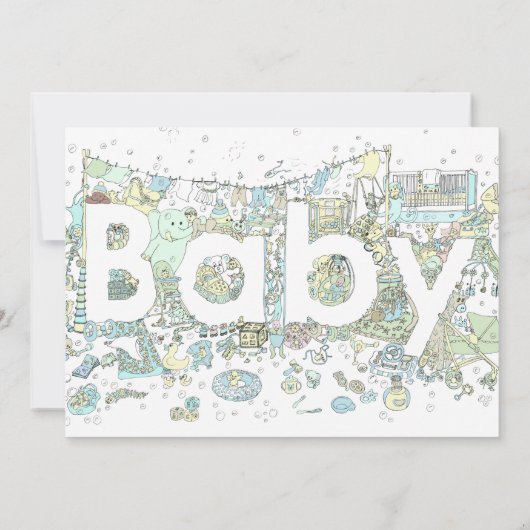 Invitation girafe d'ours éléphant Aquarelle bleu (Dos)