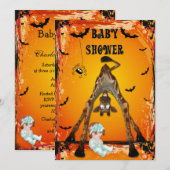 Invitation Girafe drôle de baby shower de fille de Halloween (Devant / Derrière)