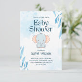 Invitation girafe éléphant bébé design douche (Debout devant)