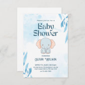 Invitation girafe éléphant bébé design douche (Devant / Derrière)