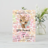 Invitation Girafe en aquarelle filles anniversaire (Debout devant)