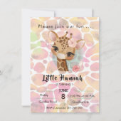 Invitation Girafe en aquarelle filles anniversaire (Devant)