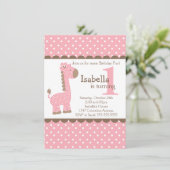 Invitation Girafe Rose de la Jungle Cute (Debout devant)