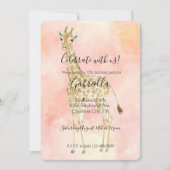 Invitation Girafe Rose Pêche (Devant)