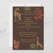 Invitation Girafe rustique fleurs marron (Devant)