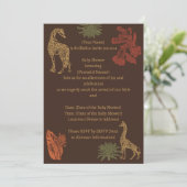 Invitation Girafe rustique fleurs marron (Debout devant)