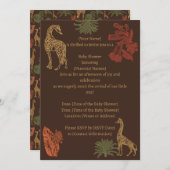 Invitation Girafe rustique fleurs marron (Devant / Derrière)