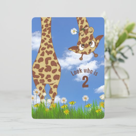 Invitation Giraffe 2e fête d'anniversaire (Debout devant)