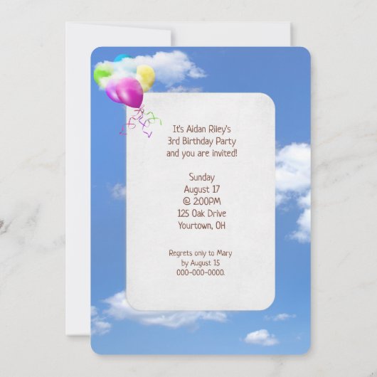 Invitation Giraffe 3e fête d'anniversaire (Dos)