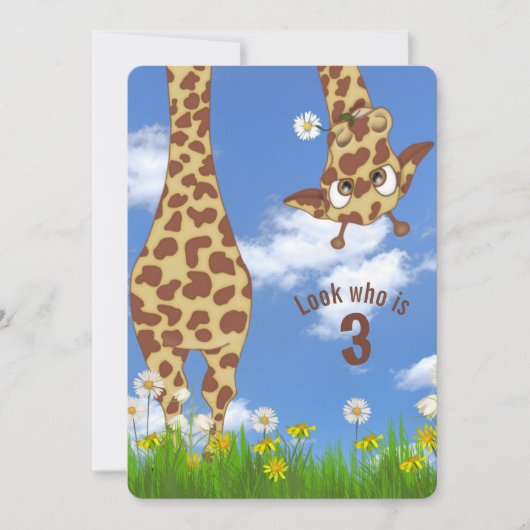 Invitation Giraffe 3e fête d'anniversaire (Devant)