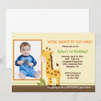 Invitation Giraffe adorable *PHOTO* Anniversaire 5x7