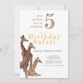 Invitation Giraffe Anniversaire Safari Célébration pour 5 ans (Devant)