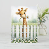 Invitation Giraffe baby shower Avec Marguerite (Debout devant)