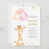 Invitation Giraffe Baby shower fille (Devant)