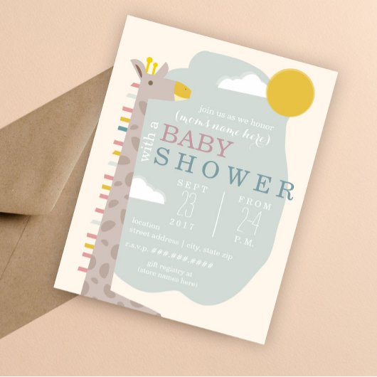 Invitation Giraffe Baby shower moderne neutre
