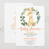 Invitation Giraffe Baby shower par mail girl (Devant / Derrière)