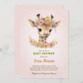 Invitation Giraffe Baby shower Wild One en chemin Safari (Devant / Derrière)