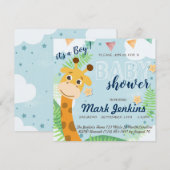 Invitation Giraffe beau plaisir Baby Boy Douche (Devant / Derrière)