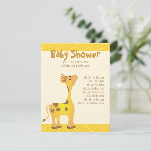 Invitation Giraffe Bébé d'or (Debout devant)