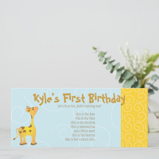 Invitation Giraffe Bébé d'or (Debout devant)