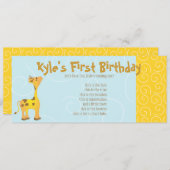 Invitation Giraffe Bébé d'or (Devant / Derrière)