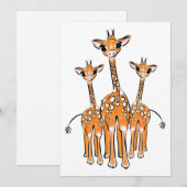 Invitation Giraffe Bébé mignonne, animaux de safari (Devant / Derrière)