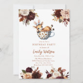 Invitation Giraffe Bébé mignonne | Anniversaire Tea Party (Devant)