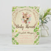 Invitation Giraffe Bébé mignonne, Feuille (Debout devant)