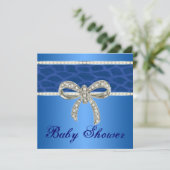 Invitation Giraffe bleue Baby shower en diamant Bow Invitatio (Debout devant)