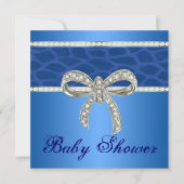 Invitation Giraffe bleue Baby shower en diamant Bow Invitatio (Devant)