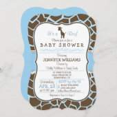 Invitation Giraffe bleue Imprimer Baby shower garçon Invitati (Devant / Derrière)