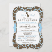 Invitation Giraffe bleue Imprimer Baby shower garçon Invitati (Devant)