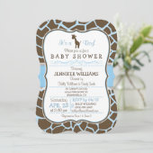 Invitation Giraffe bleue Imprimer Baby shower garçon Invitati (Debout devant)