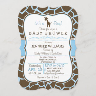 Invitation Giraffe bleue Imprimer Baby shower garçon Invitati