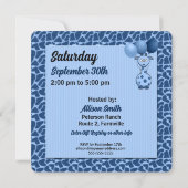 Invitation Giraffe Bleue pour Baby shower Garçons (Dos)