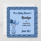 Invitation Giraffe Bleue pour Baby shower Garçons (Devant)