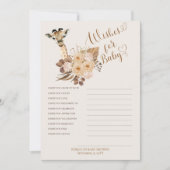 Invitation Giraffe Boho Herbes Baby shower Wives for Baby (Devant)