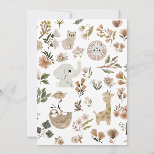 Invitation Giraffe Boho Safari Animaux Baby shower (Dos)