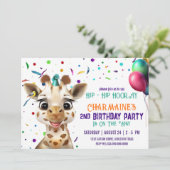 Invitation Giraffe Confetti Anniversaire de enfant (Debout devant)