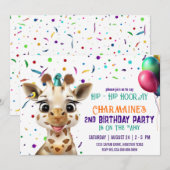 Invitation Giraffe Confetti Anniversaire de enfant (Devant / Derrière)