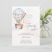 Invitation Giraffe d'aquarelle dans un Baby shower à ballon à (Debout devant)