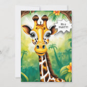 Invitation Giraffe de dessin animé fête d'anniversaire (Devant)