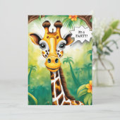 Invitation Giraffe de dessin animé fête d'anniversaire (Debout devant)