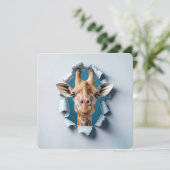 Invitation Giraffe de fête du 2e anniversaire dans un trou de (Debout devant)