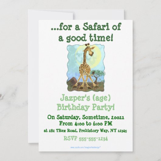 Invitation Giraffe de l'animal du parti (Dos)