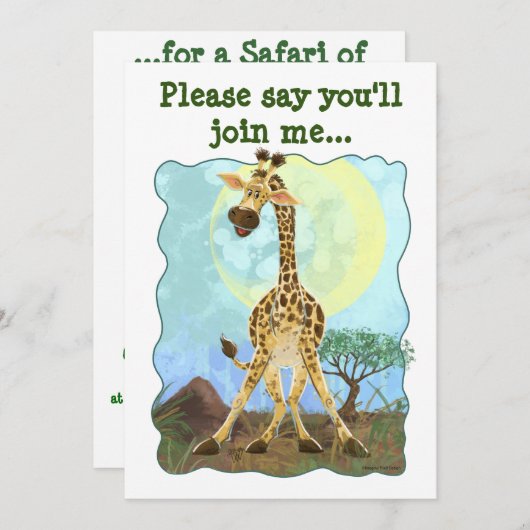 Invitation Giraffe de l'animal du parti (Devant / Derrière)