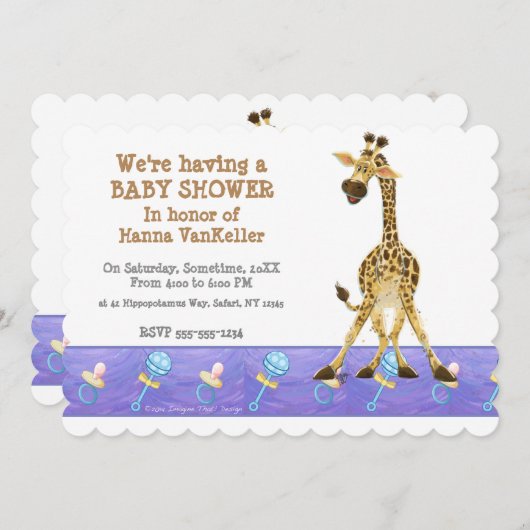 Invitation Giraffe de l'animal du parti (Devant / Derrière)