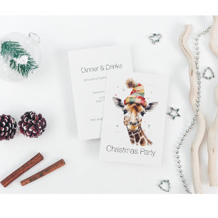 Invitation Giraffe de Noël, personnalisable