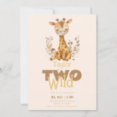 Invitation Giraffe Deux animaux sauvages Safari 2e anniversai (Devant)