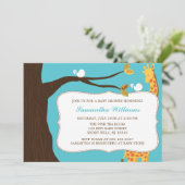 Invitation Giraffe douce et oiseaux Baby shower neutre de gen (Debout devant)